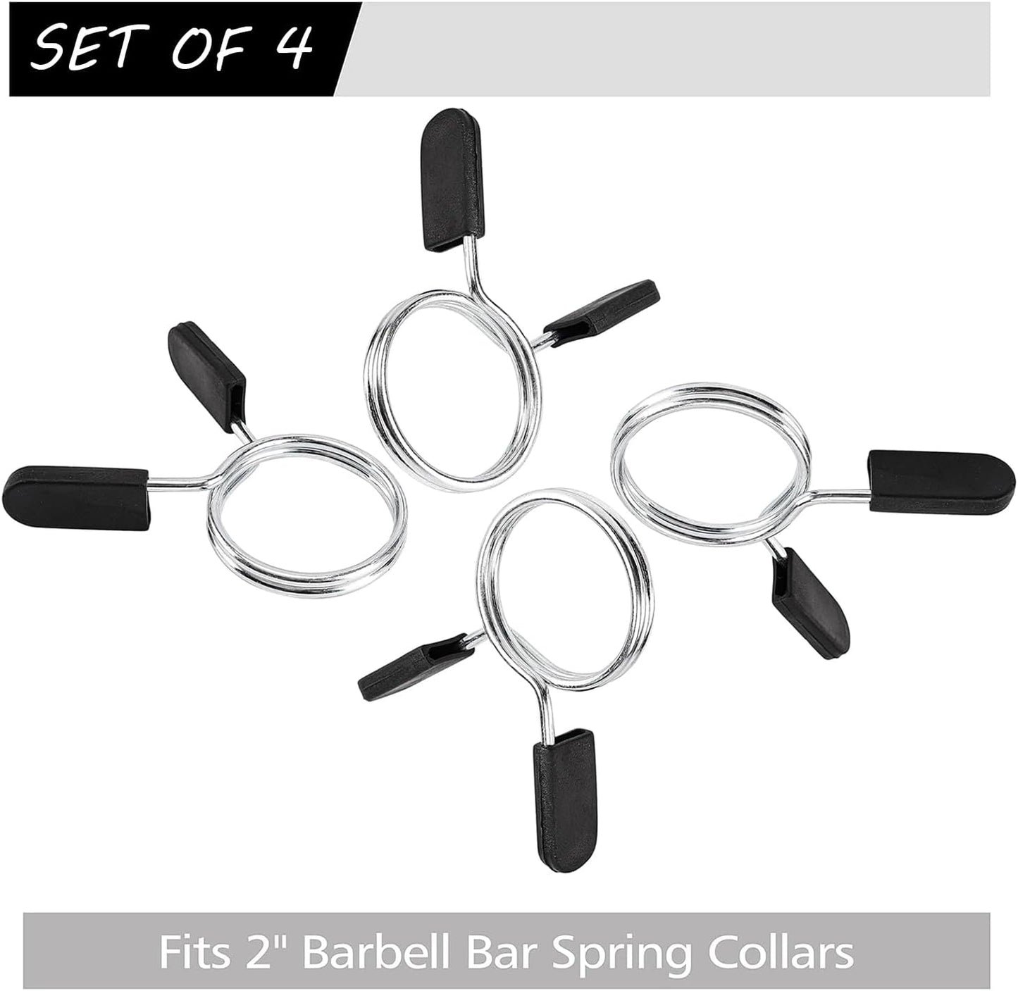 Barbell Clips Olympic Barbell Clamps Collars 2 Inches Weight Bars Lock Dumbbell Spring Clips Circlip Fitness Weightlifting Buckle 4 Pack