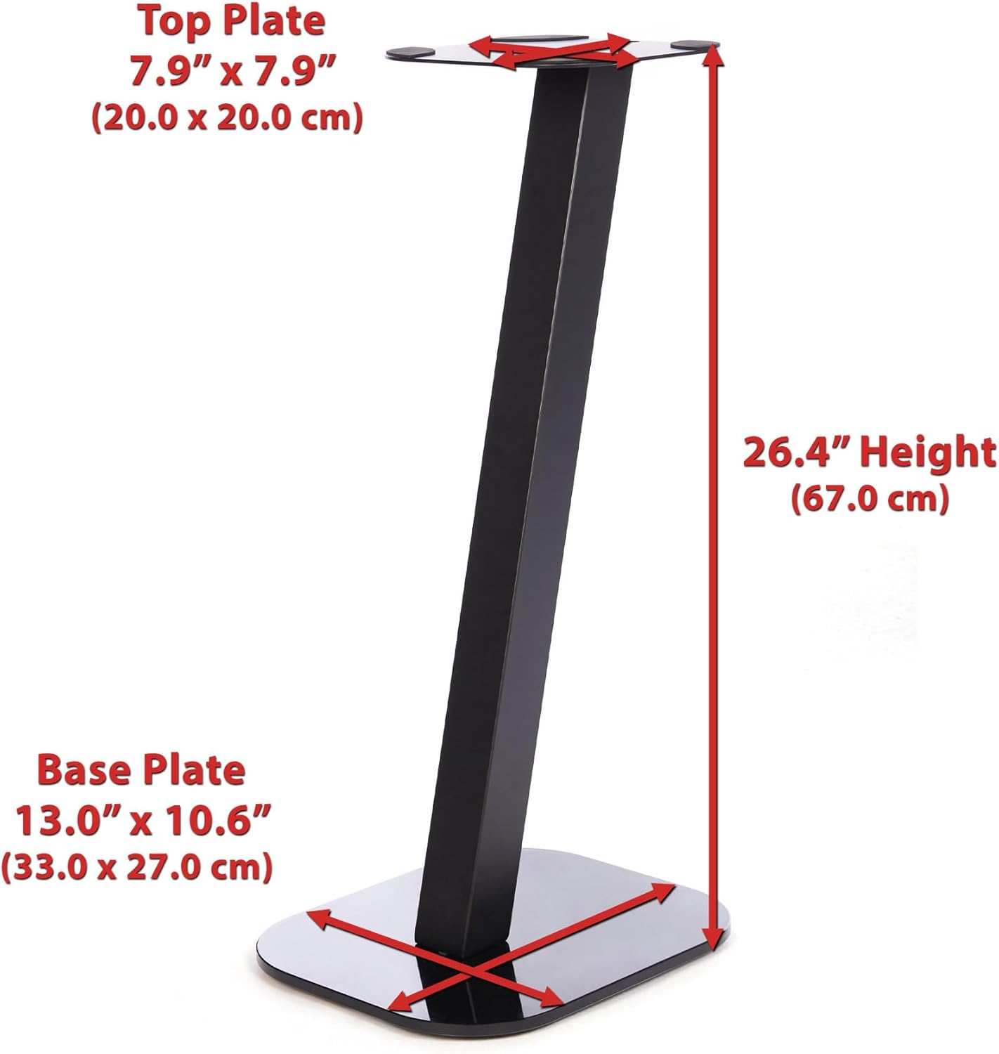EXIMUS One Pair Fixed Height Universal Speaker Floor Stands - Black - 610 Series