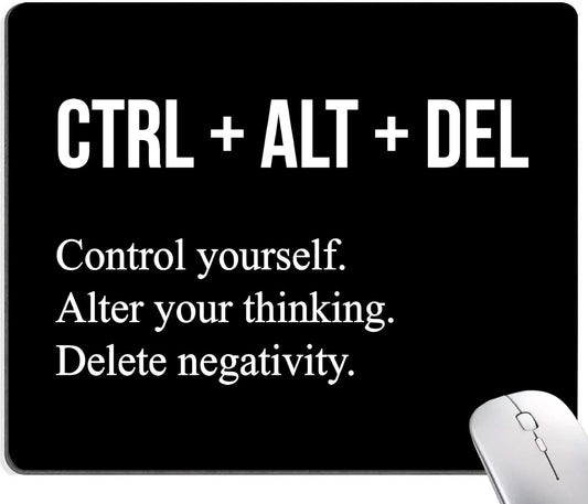 Motivational Mouse Pad, Black Inspirational Mouse Pad with Designs, Square Mouse Mat Waterproof Mousepad Non-Slip Rubber Base Mouse Pads for Office Laptop