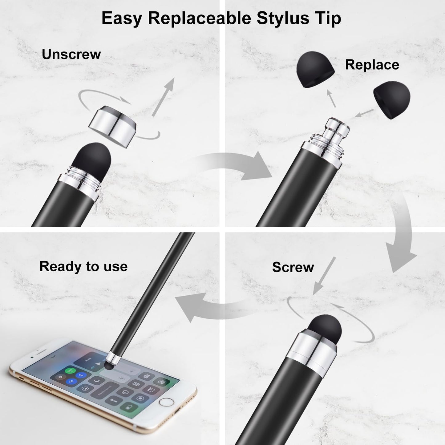 Stylus Pens for Touch Screens 12 Pack Linfanc Stylus Pen for iPad High Sensitivity and Precision Capacitive Stylus Pen forTouchscreen, 12 Pc Matte Black Stylus Pen with Extra 24 Replacement Tips