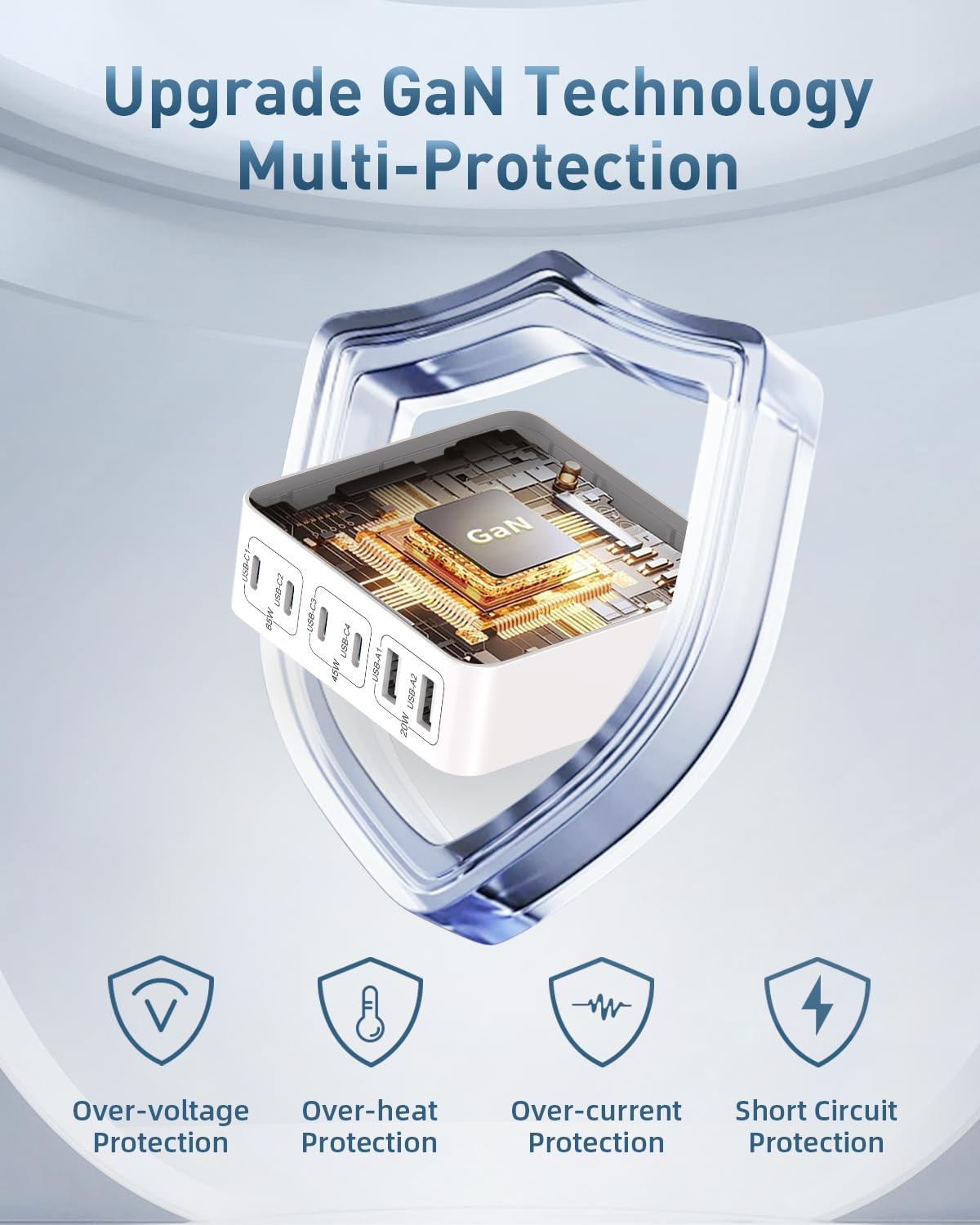 MSTJRY Charging Station for Multiple Devices : 130W 6 Port GaN Fast USB C Charger Station, Compact Multi Port PD 65W 45W Charger for MacBook Pro/Air/iPad iPhone 16 15/14/13/Pro Max/Galaxy