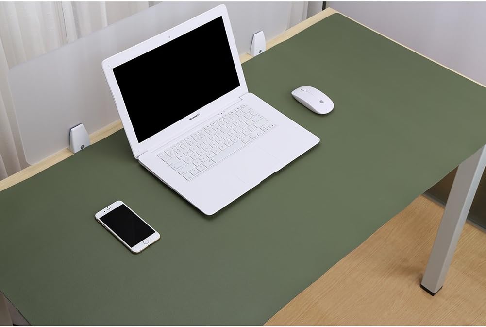 KINGFOM Desk Pad Office Desktop Protecter, PU Leather Desk Mat Blotters Organizer with Comfortable Writing Surface (47.2" x 23.6", Green)