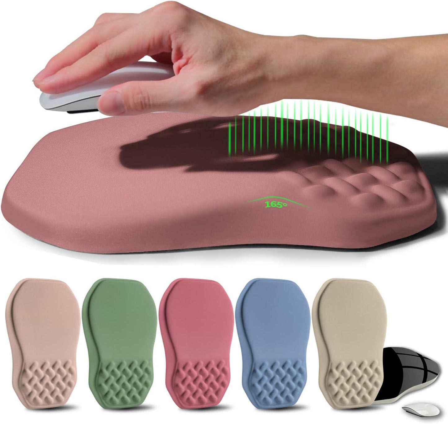 Ergonomic Raised Mouse Pad Wrist Support with Bilateral Slope Memory Foam Mousepad for Wrist Rest and Carpal Tunnel Pain Relief 11.8x7.9〃 Salmon Pink