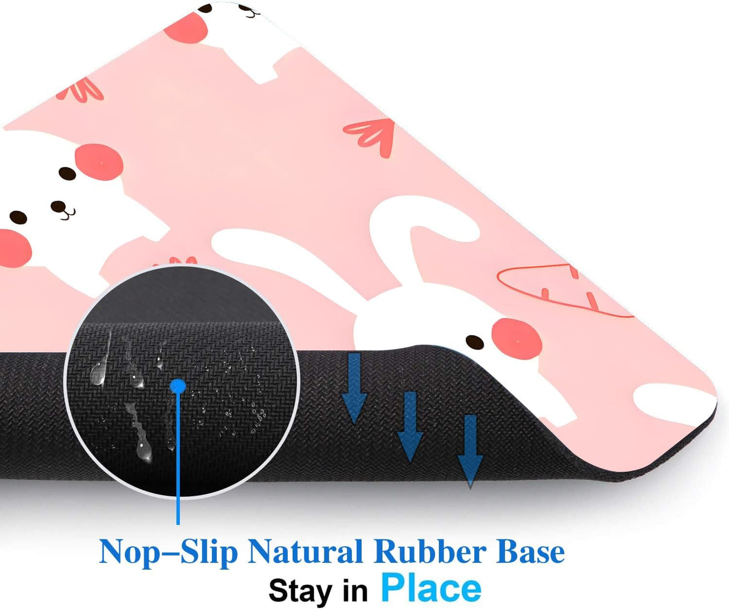 Pink Kawaii Rabbit Mouse Pads for Desk, Portable Wireless Computer Mouse pad Small Design with Women, Non-Slip Rubber Base Laptop Mousepad 9.5" x 7.9" Smooth Surface for Office & Travel