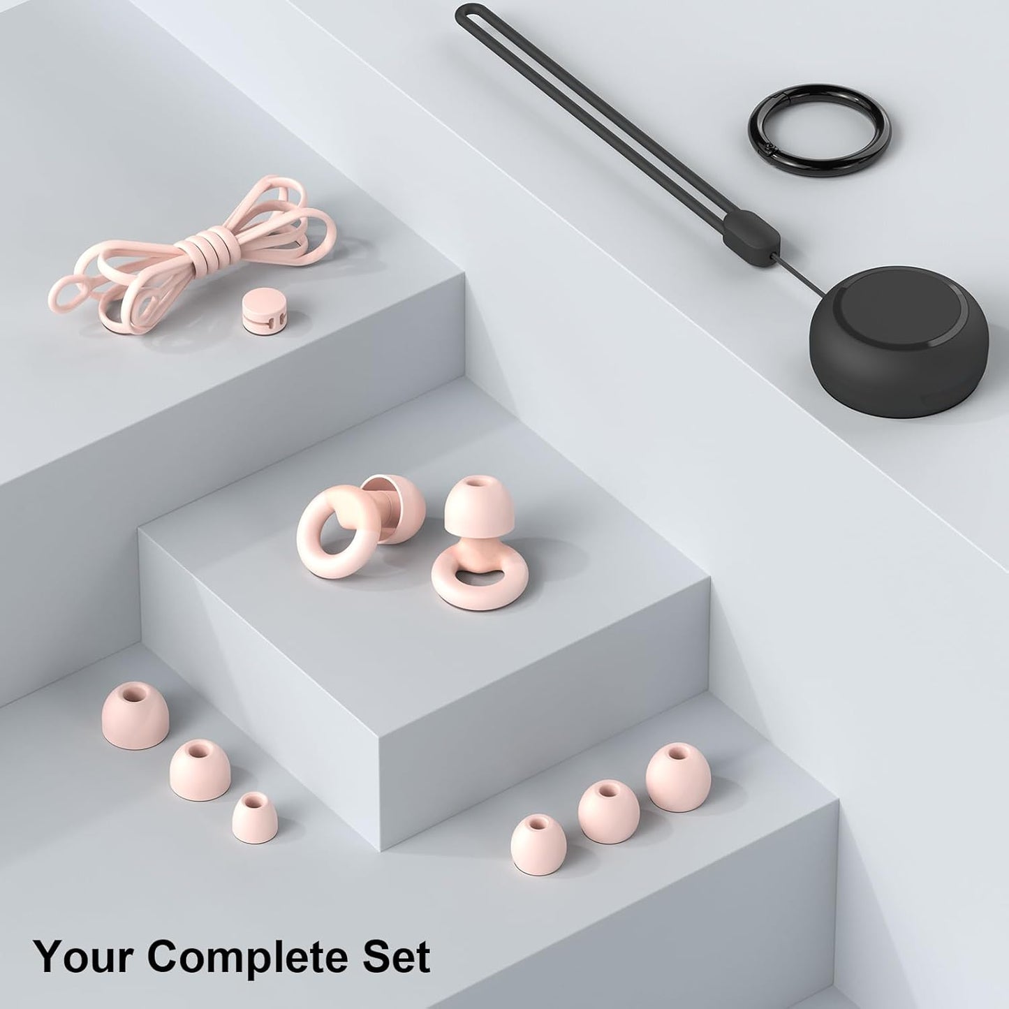 Soft Silicone Earplugs for Sleeping & Noise Reduction - 7 Pairs Ear Tips & One Connection Cord - Reusable Earplugs for Concert, Work & Sound Reduction 25dB-30db