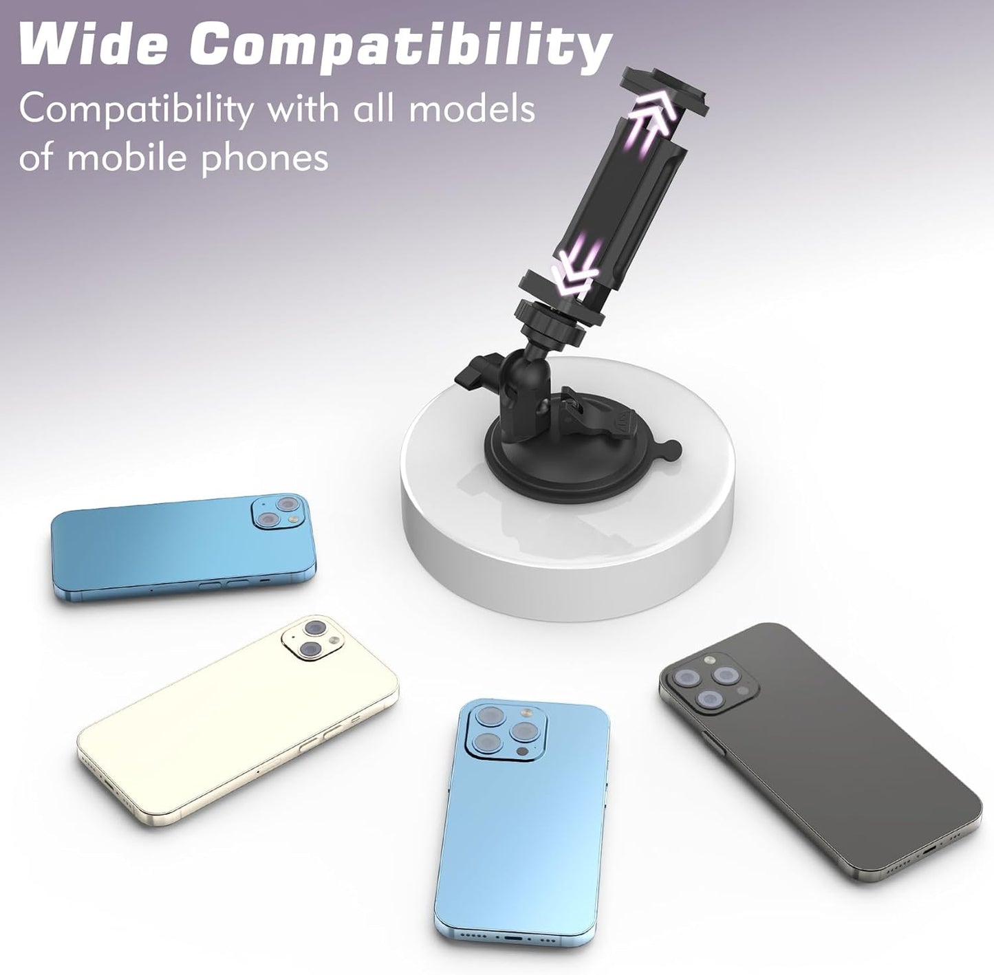 Shower Mirror Phone Holder, Suction Cup Mirror Phone Mount for Shower Mirror Bathroom Glass Kitchen Tile, TikTok YouTube Instagram Make Up Vlog Video Content Creator Essentials