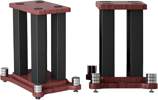 A Pair of Universal Speaker Stands, Heavy Duty Speaker Stands Holds Bookshelf Speaker Satellite Speaker Large Speaker, Vibration-Absorbing MDF Design, Holds 88lbs Speaker (Teak, 20cm/7.8in)