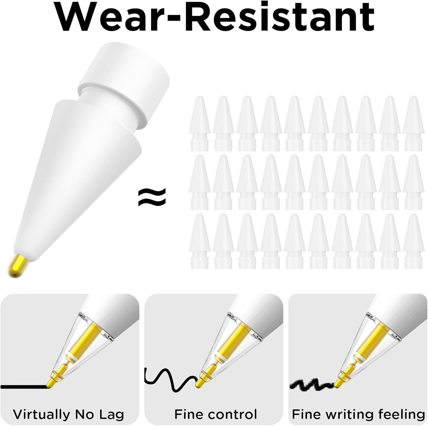 8 Pack Fine Point Replacement Tips Compatible with Apple Pencil 2nd Generation, Apple Pencil 1st Generation, Apple Pencil USB-C & Apple Pencil Pro Colorful iPencil Nibs (Clear + White)