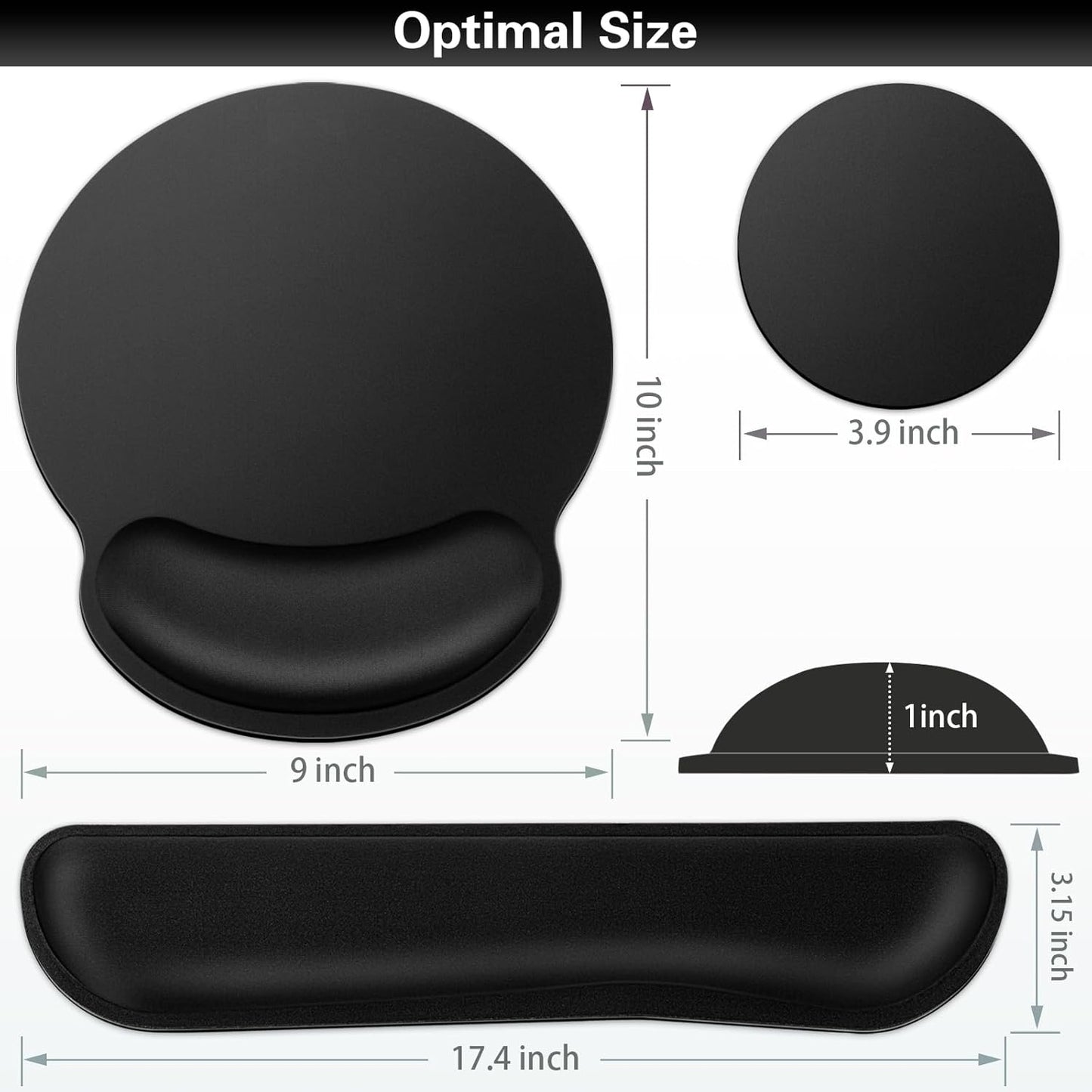 Ergonomic Keyboard Wrist Rest, Mouse Pad with Wrist Rest Black, Funny Gaming Mousepad with Wrist Support, Memory Foam Wrist Rest Set for Computer Keyboard, Office Desk Accessories