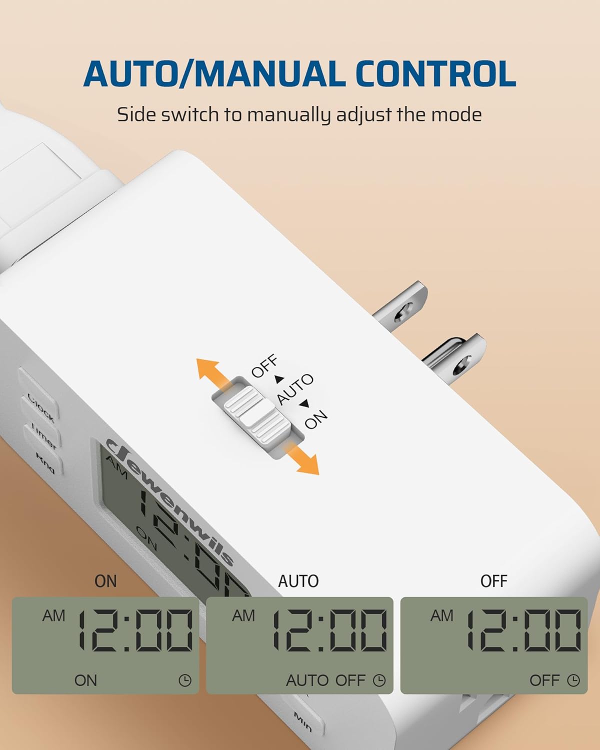 DEWENWILS 24 Hour Programmable Digital Timer Outlet, Timers for Electrical Outlets, Indoor Light Timers for Lamp Fan Aquarium, 2 Grounded Outlet, 125V/15A Resistive/1000W Tungsten, 3 Prong, 1 Pack