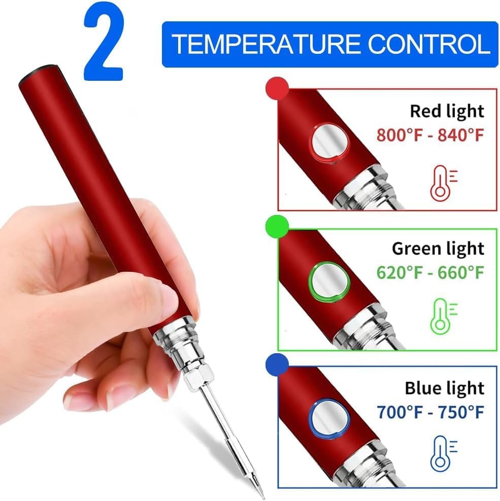 Portable soldering iron, 1100 mAh battery, rechargeable, suitable for home appliance repair, electronic components tin soldering repair, DIY handmade