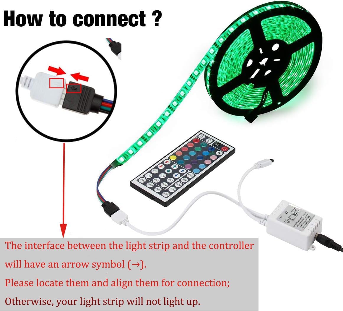 SUPERNIGHT RGB LED Light Strip Remote Controller, Dimmer for RGB LED Strip Lights, 44 Key Wireless IR Remote Controller for SMD 5050 3528 Rope Lights