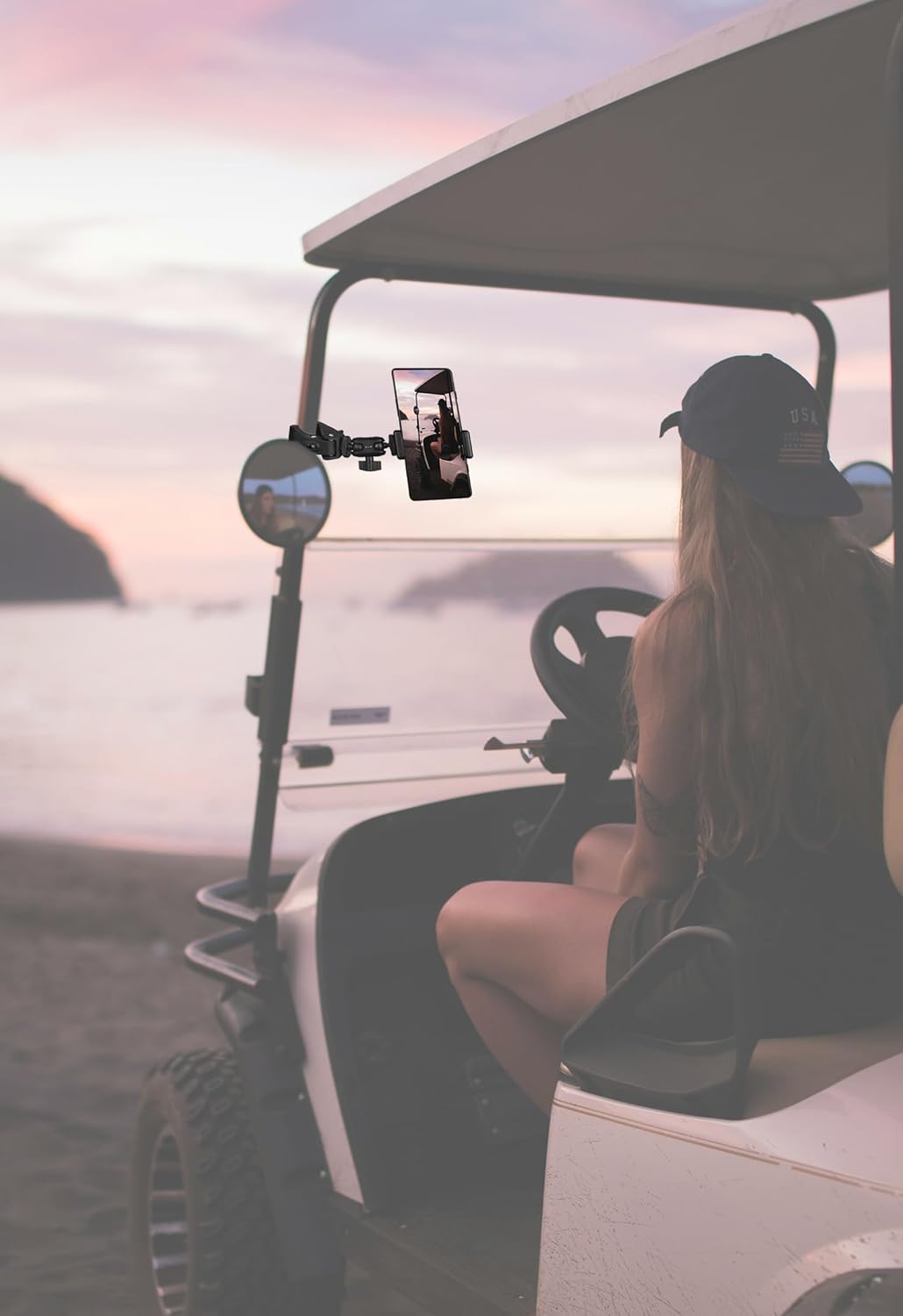 Phone Holder with Clamp for Golf Cart Universal Phone Mount Holder for Bicycle, Wheelchair, Stroller Mic Stand Phone Holder