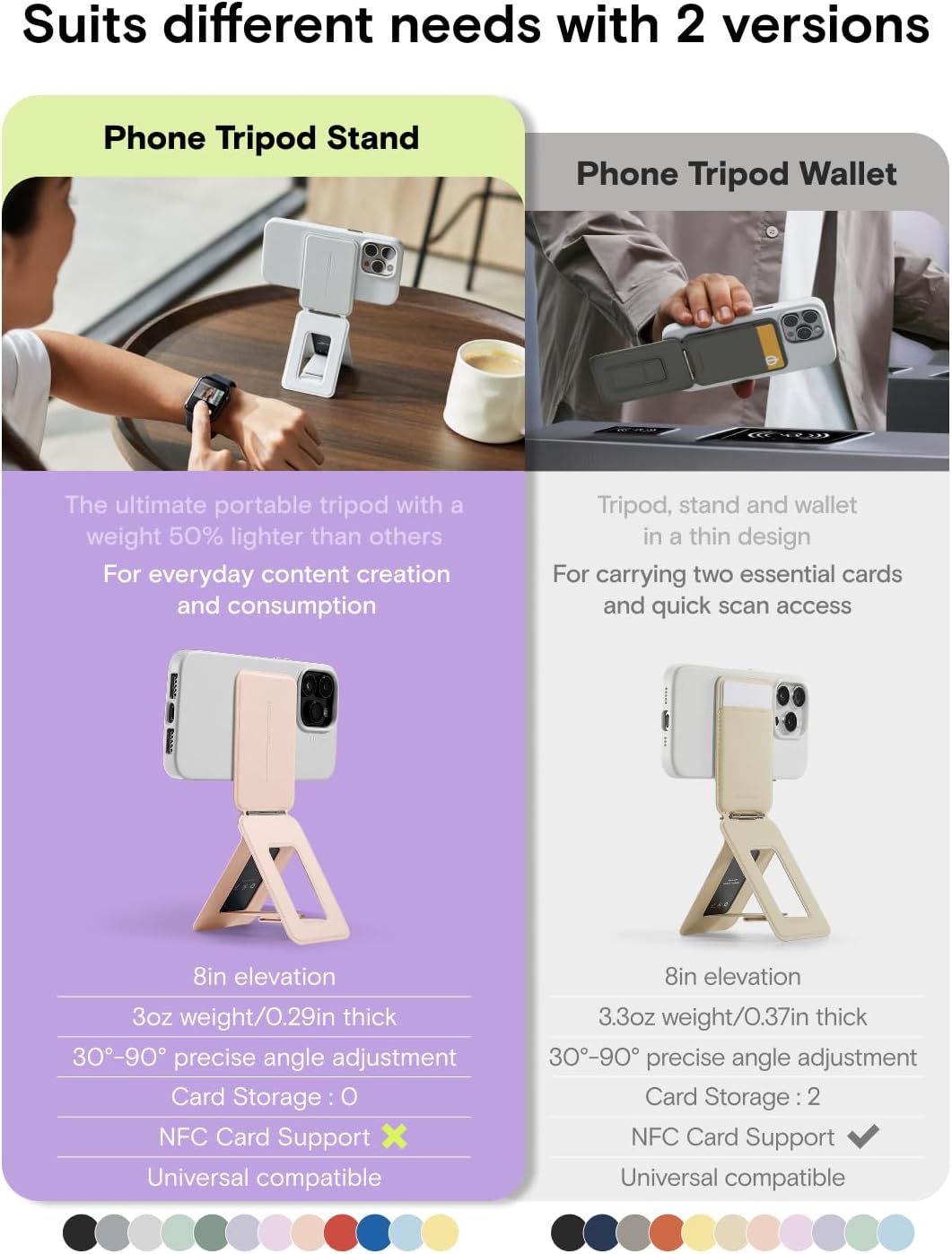 MOFT Phone Tripod Stand Selfie Stick for iPhone, Multi-Angles iPhone Stand, Lightweight & Portable Phone Holder, Strong Magnets, MOVAS Vegan Leather, Travel Essentials, Peach Pink (Without Card Slot)