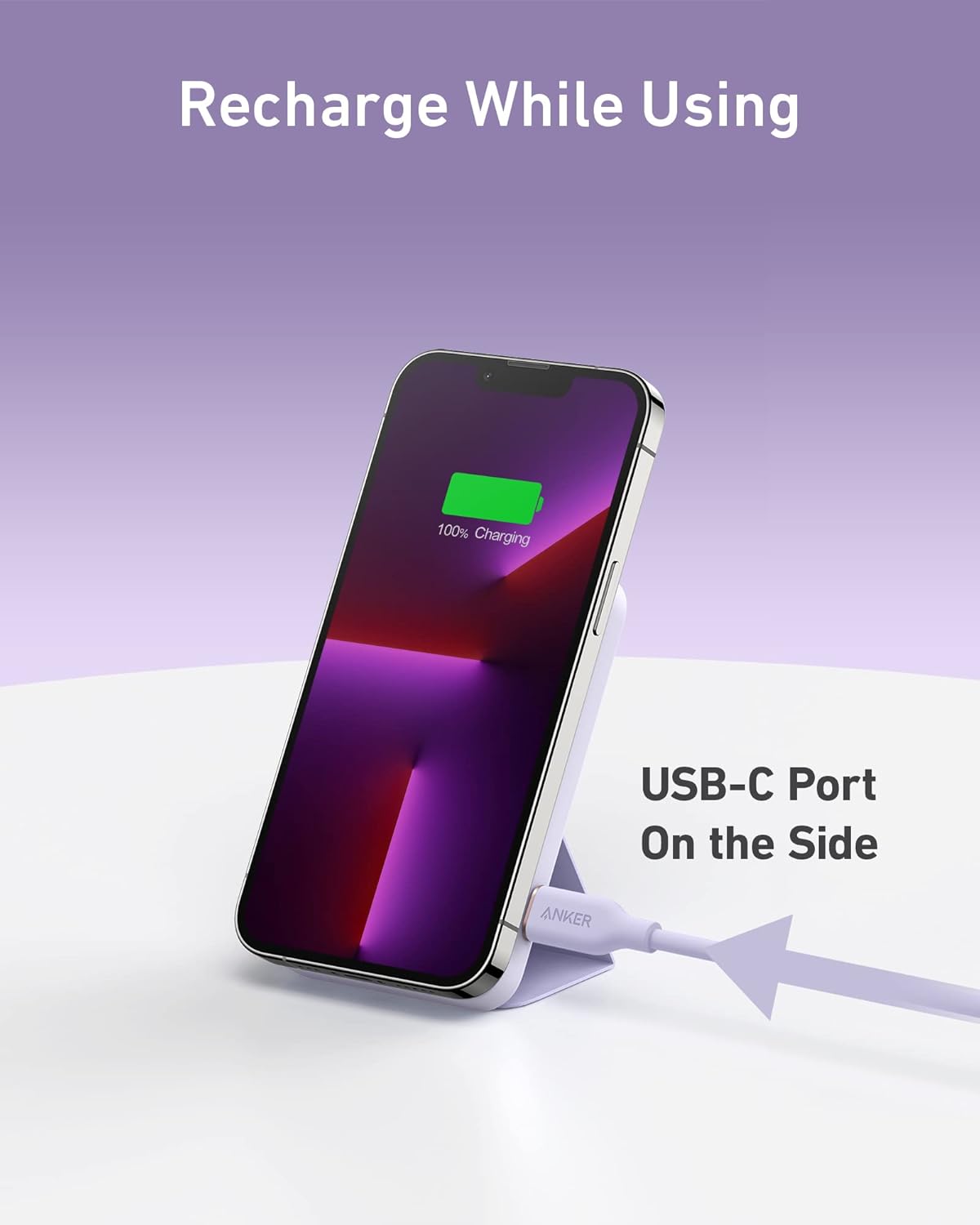 Anker 622 Magnetic Battery (MagGo), 5,000mAh Foldable Magnetic Wireless Portable Charger with Stand and USB-C Port (On The Side), Magsafe-Compatible for iPhone 16/15/14/13 Series