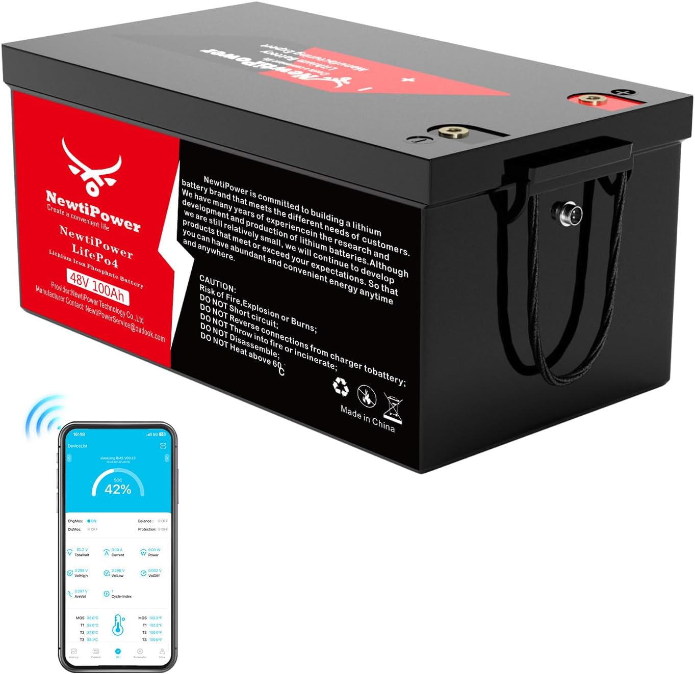 48V 100Ah Golf Cart Lithium LiFePO4 Battery with 200A BMS Grade A Cells Deep Cycle Rechargeable Battery,10000+ Cycles,Perfect for Golf Cart,Off Grid Applications (48V 100Ah)