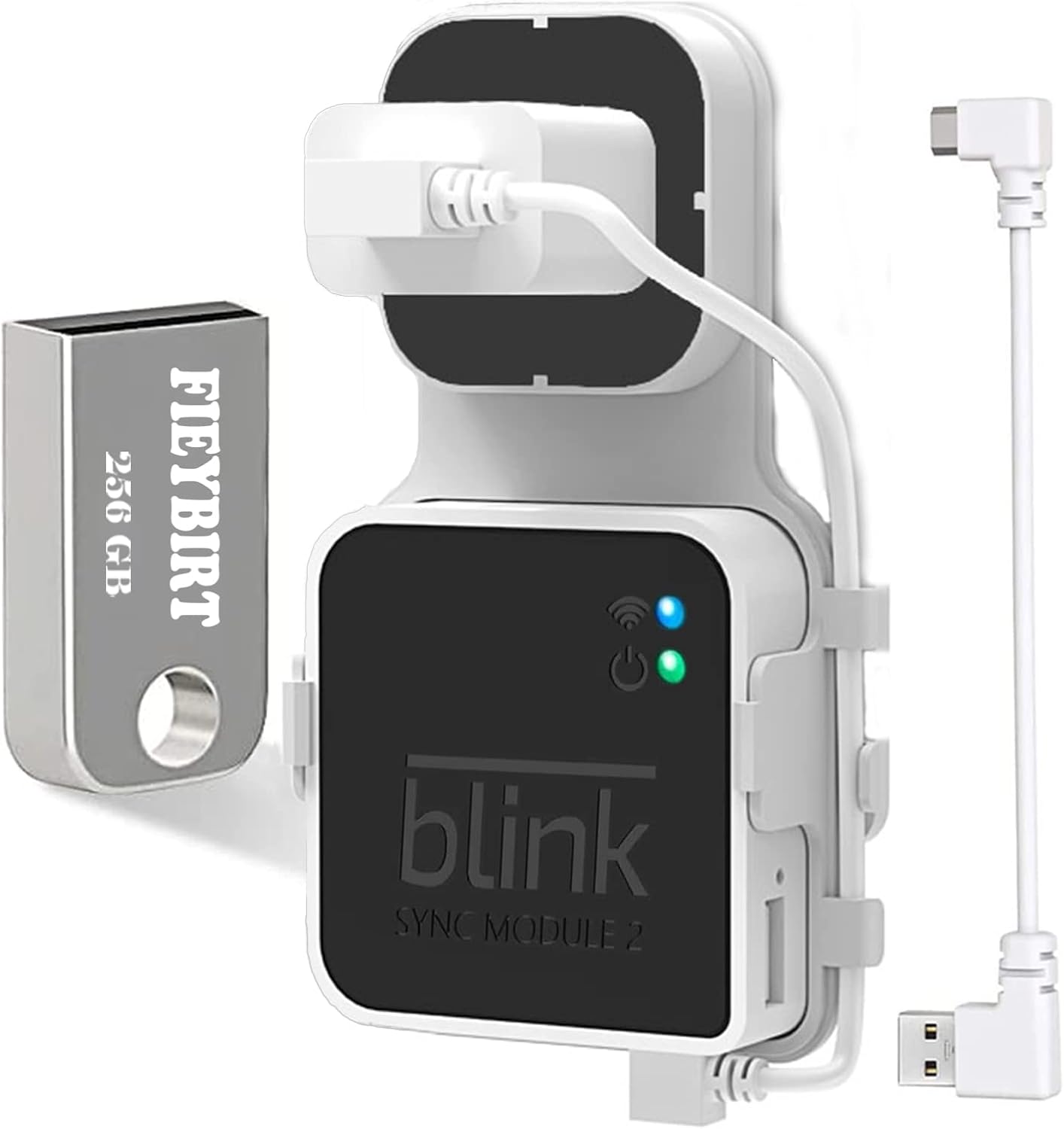 256GB Blink USB Flash Drive and Sync Module 2 Mount, Space Saving and Easy Move Mount Bracket Holder for Blink Outdoor Indoor Security System