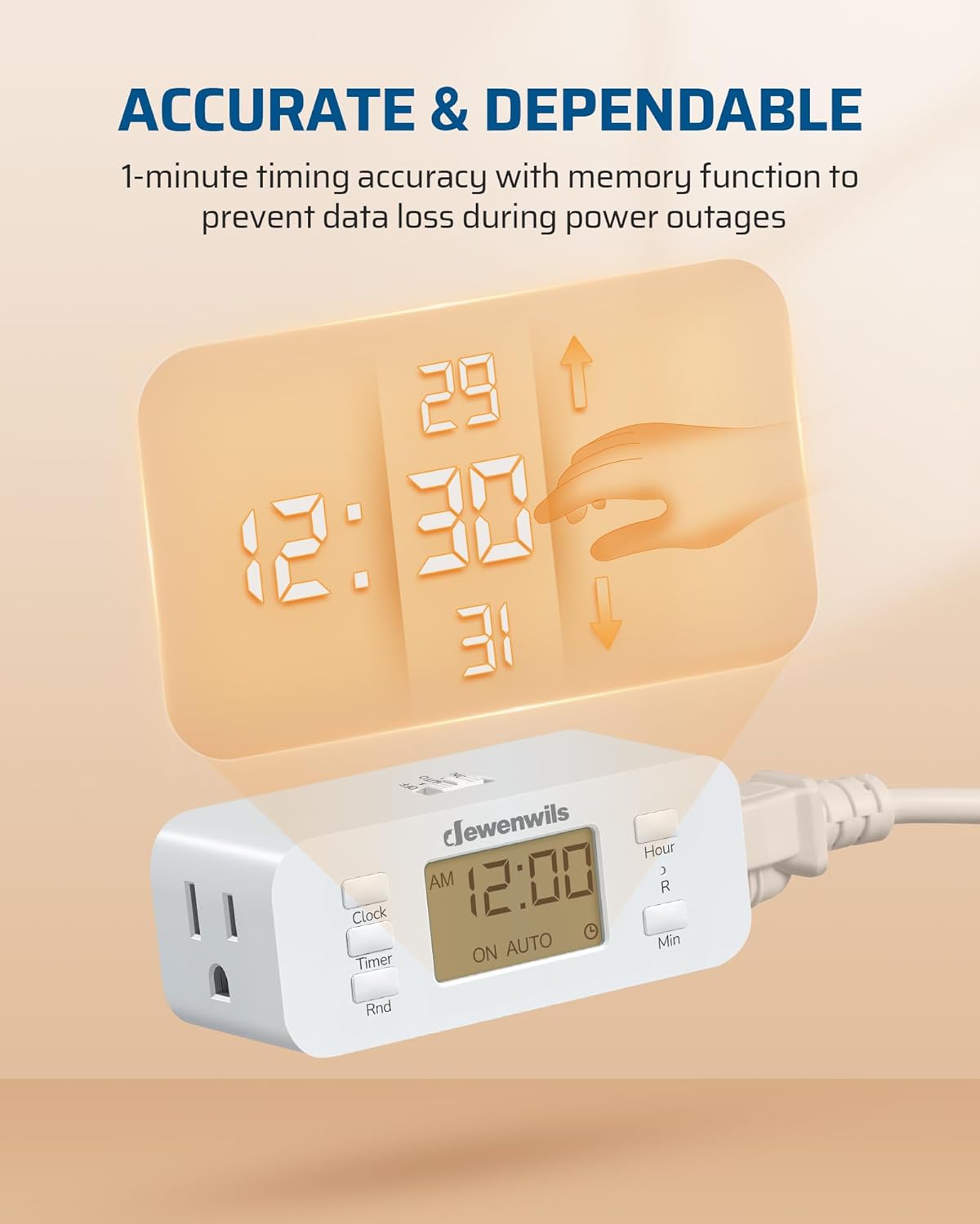 DEWENWILS 24 Hour Programmable Digital Timer Outlet, 2 Pack Timers for Electrical Outlets, Indoor Light Timers for Lamp Fan Aquarium, 2 Grounded Outlet, 125V/15A Resistive/1000W Tungsten, 3 Prong