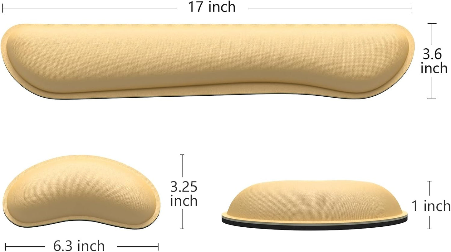 Dapesuom Enlarge Keyboard Wrist Rest, Memory Foam Wrist Cushion for Desk Mats Support, Cute Typing Pain Relief Keyboard Mouse Pad Rests Set with Non-Slip Base for Gaming Laptop Office, Navajo White