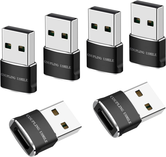 USB to USB C Adapter 6 packs for iPhone Fast Charging, Transfer and Type C OTG convert. USBC to A Compatible with iPhone 16 16e 15 Plus Pro Max,iPad Pro Air 4 Mini 6 almost USB devices