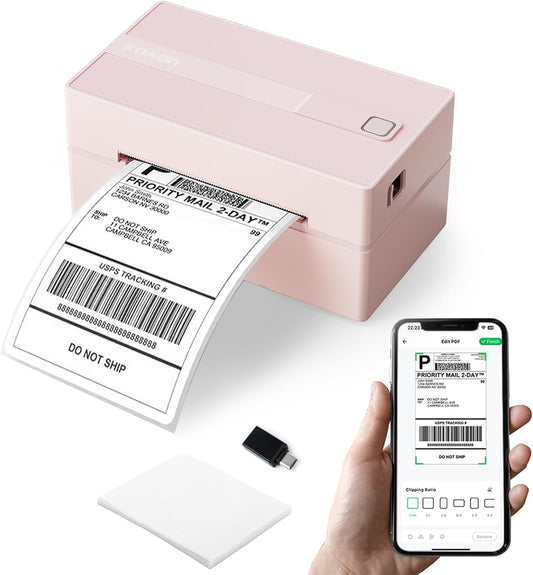 Bluetooth Thermal Label Printer, 4x6 Portable Thermal Shipping Label Printer for Small Business, Compatible with iPhone,Android,Windows,Mac,Chromebook –Works with Ebay Shopify USPS&More, Pink