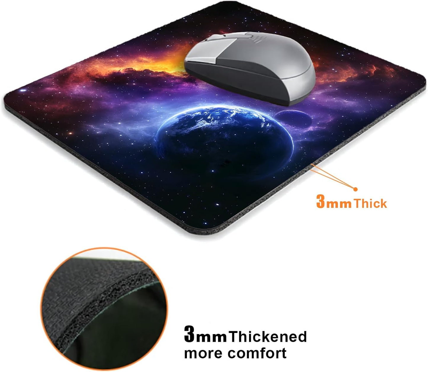 Nebula Galaxy Space Mouse Pads for Desk, Portable Wireless Computer Mouse pad Small Design with Women, Non-Slip Rubber Base Laptop Mousepad 9.5" x 7.9" Smooth Surface for Office & Travel