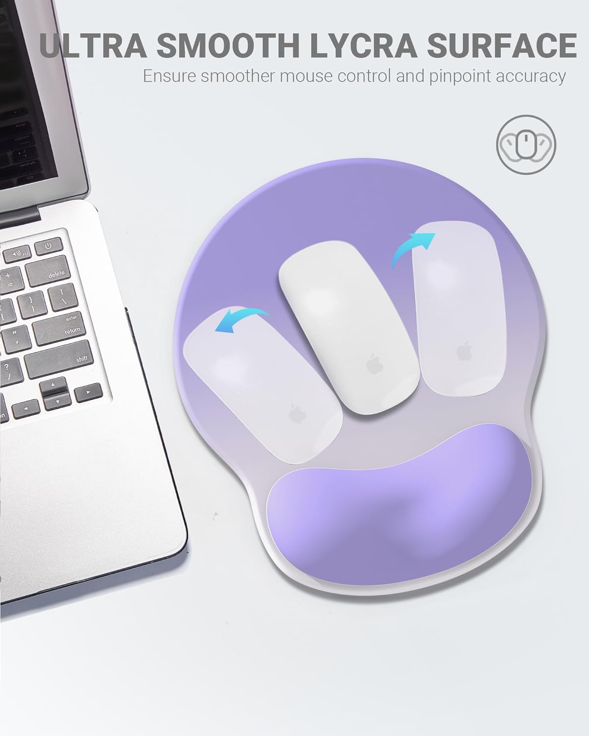 Ergonomic Mouse Pad Wrist Support, Comfortable Mouse Pad Wrist Rest, Relieve Wrist Pain Gel Mouse pad, Non-Slip Rubber Base Mousepad for Laptop, Computer(Gradient Dark Purple)