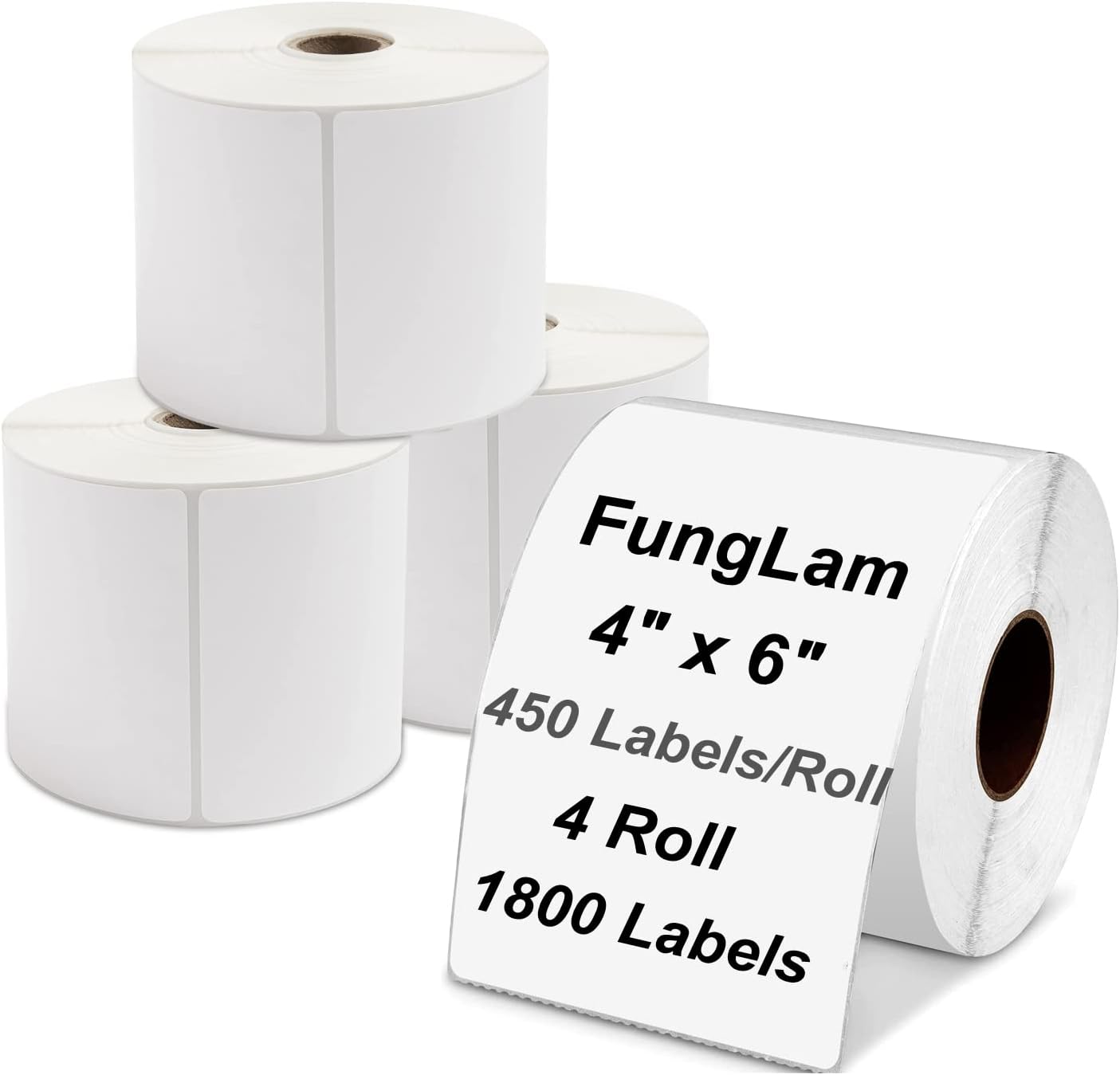 FungLam 4"x6" Thermal Shipping Labels - 450 Labels/Roll (4 Rolls), Direct Thermal Labels Compatible with JADENS, Munbyn, Rollo, iDPRT Printers