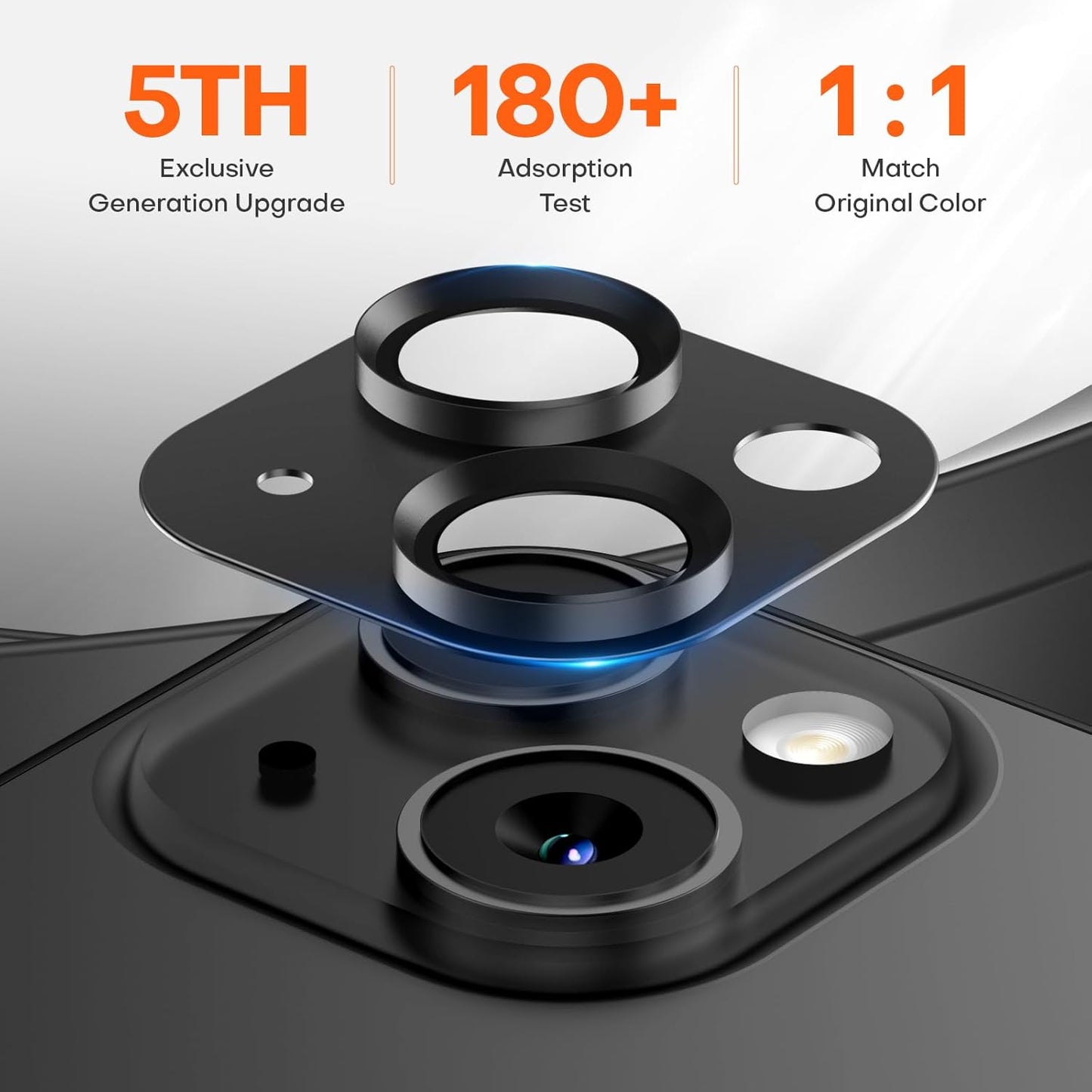 Camera Lens Protector for iPhone 15/iPhone 15 Plus/iPhone 14/iPhone 14 Plus, Aluminum Alloy Tempered Glass Camera Cover Screen, Anti-drop, Case Friendly- Black Titanium