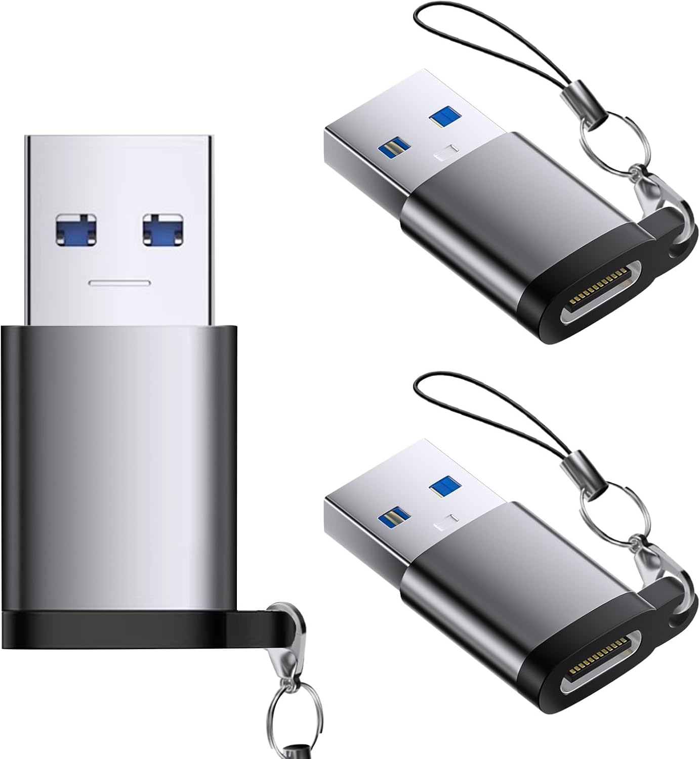 USB C Female to USB Male Adapter 3 Pack, OTG Converter, Type C to USB A Charger Cable Converter Compatible for Apple Watch iPhone 16 15 14 13 AirPods 3 MacBook Samsung S24 Nintendo Switch Car