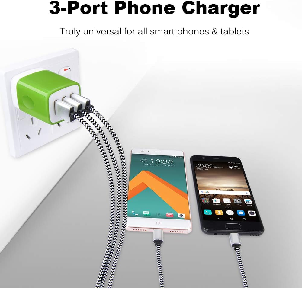Wall Charger Adapter,USB Cubes,Sicodo 3Pack Universal Travel 3.1A 3 Muti Port Plug Charging Block Compatible with iPhone 16 15 14 13 12 SE 11 X,8,Plus,Samsung Galaxy S24,S23,S22,S21,S20,S10 Ultra,LG