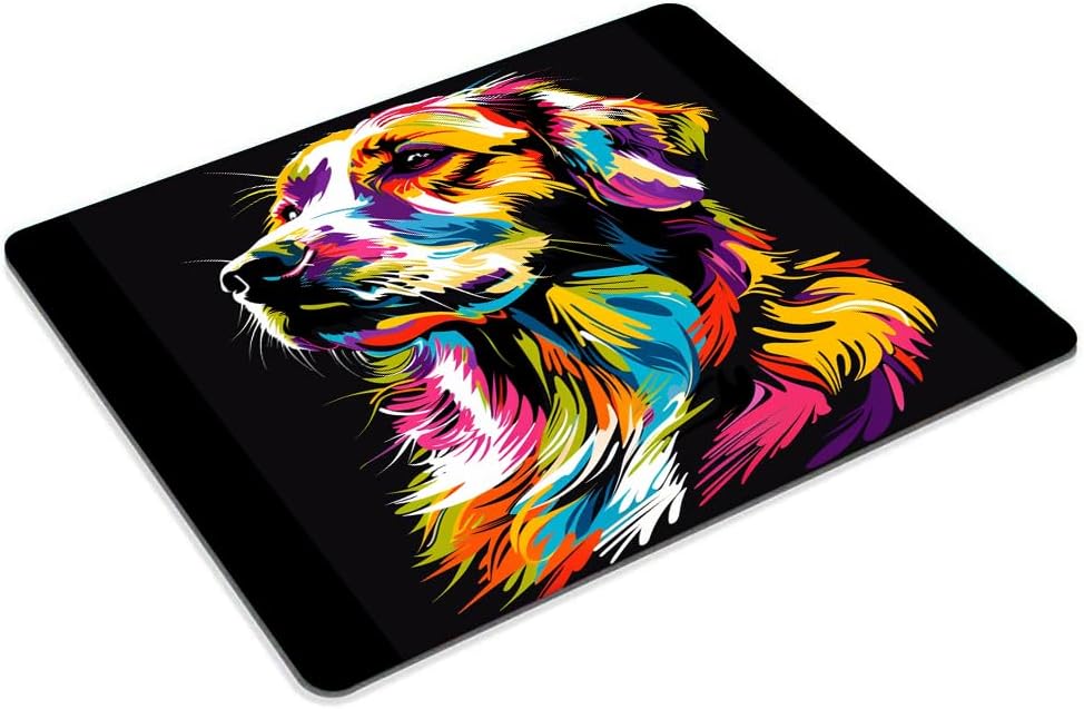 Square Mouse Pad Colorful Dog Portrait-1,Gaming Mouse Pads for Desk,Soft Computer Waterproof Non-Slip Mouse Mat