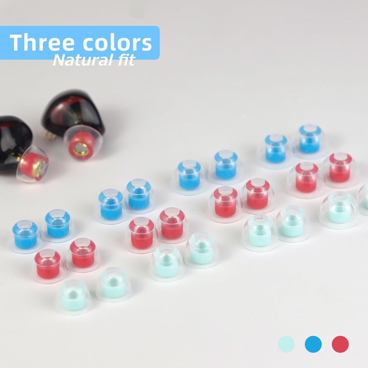 OKCSC 2 Pieces Soft Liquid Silicone Eartips Set, Bullet Ear Plugs - Low-Profile Hearing Protection for Study,Travel,Bowl Type(1 Pairs/L/Red/No Earphone)