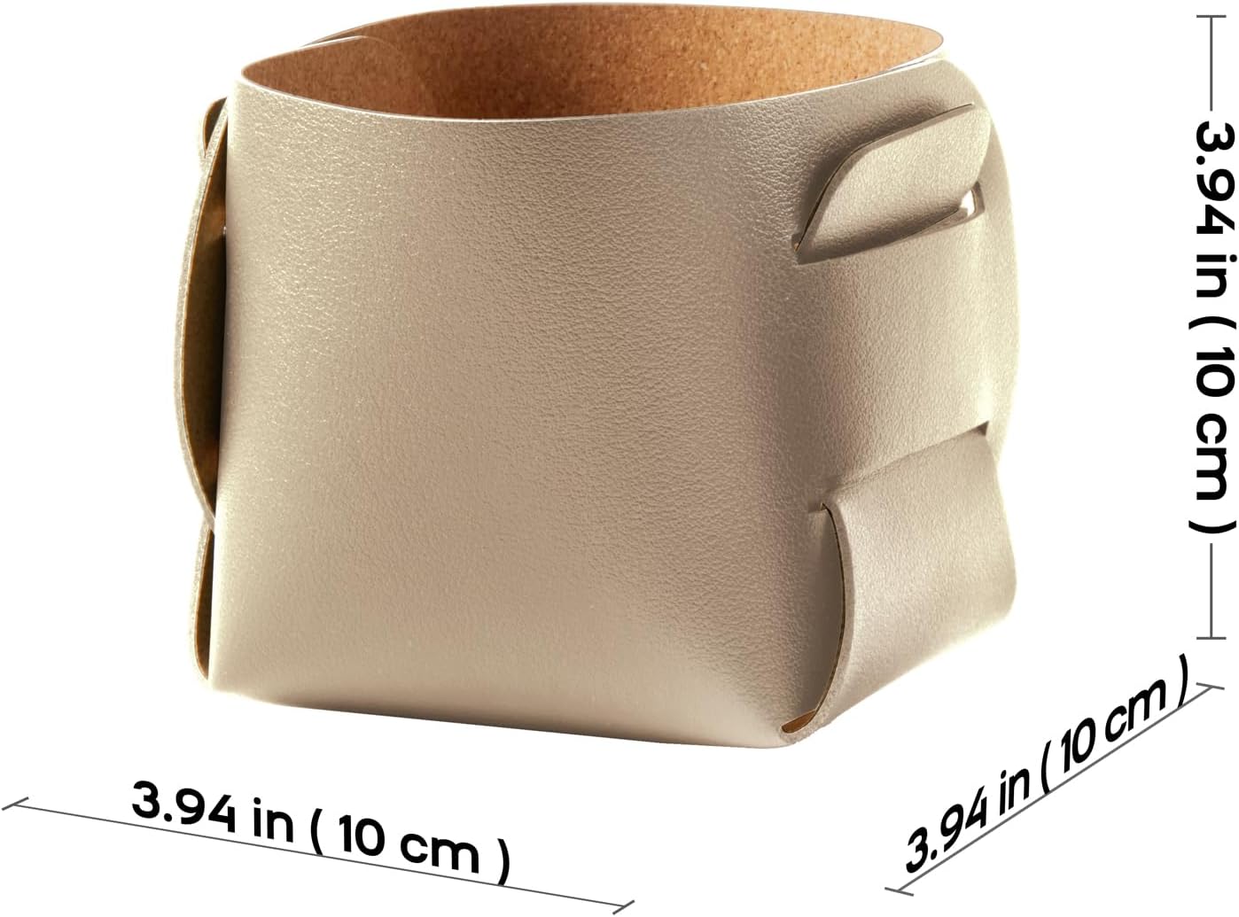 HOMIEAZICOZI 2-Pack Cork Leather Desk Accessories Storage - Pencil Pen Holder - Makeup Brush Holder Organizer - Stylish Addition to Home Decor (Champagne Gold)