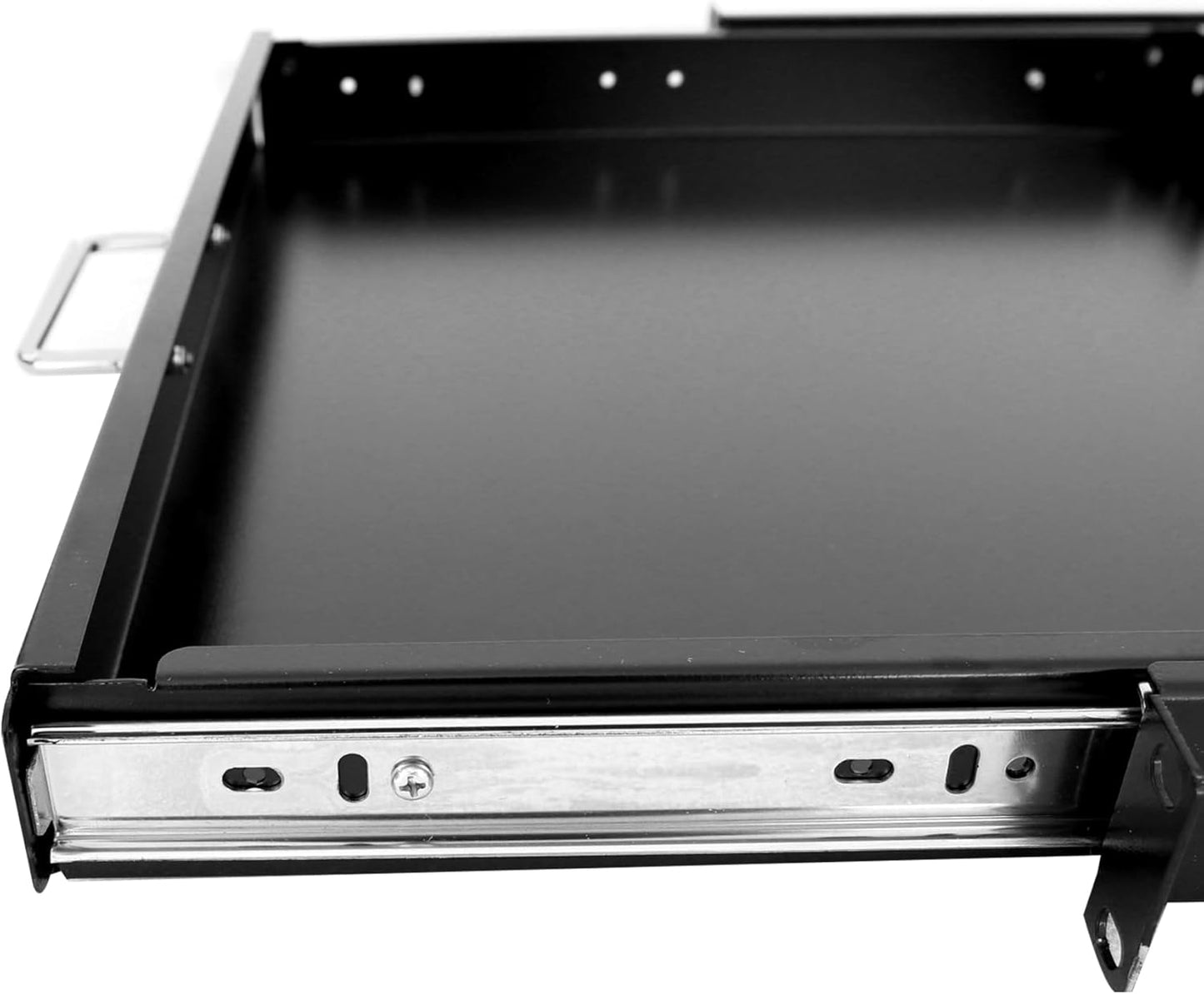 1U Keyboard Drawer 19in Sliding Keyboard Tray 17.75in Deep -Depth After Extension 26.75in with Cable Manager for Server Rack/Cabinet/Thickened Cold Rolled Steel GLOBALRACK 1U Drawer,17-26