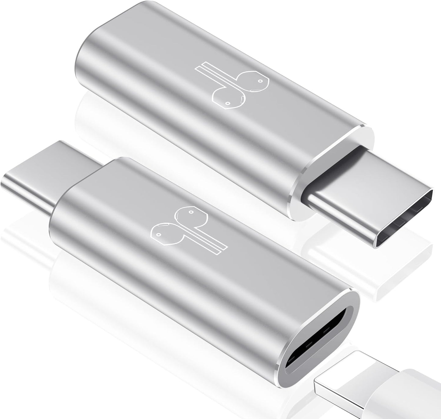 Temdan 2 Pack Lightning to USB C Adapter for iPhone 15/16 Pro/Pro Max/Plus, Support Audio/OTG Adapter, Type C Charger Connector Cable, Silver