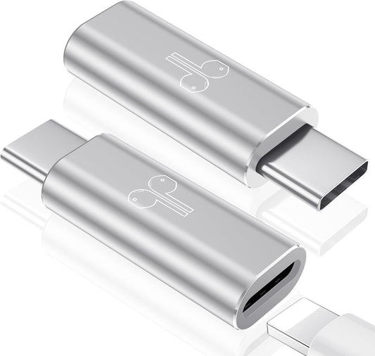 Temdan 2 Pack Lightning to USB C Adapter for iPhone 15/16 Pro/Pro Max/Plus, Support Audio/OTG Adapter, Type C Charger Connector Cable, Silver
