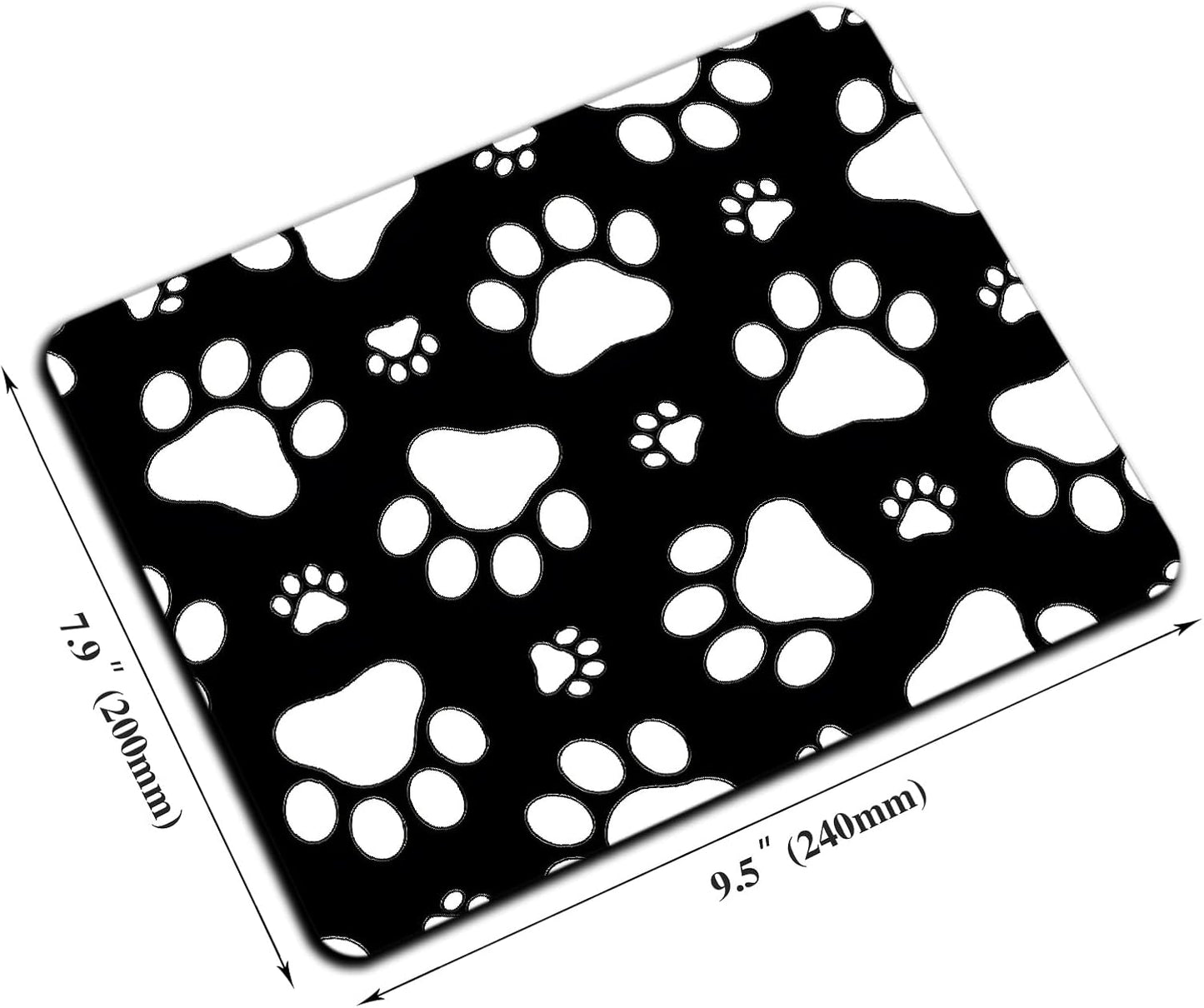 Mouse Pad, Cute White Dog Paw Mouse Pads for Desk, 9.5" x 7.9" Non-Slip Rubber Base Computer Mousepad with Women, Portable Square Design for Wireless Mouse and Pad Laptop Office & Travel