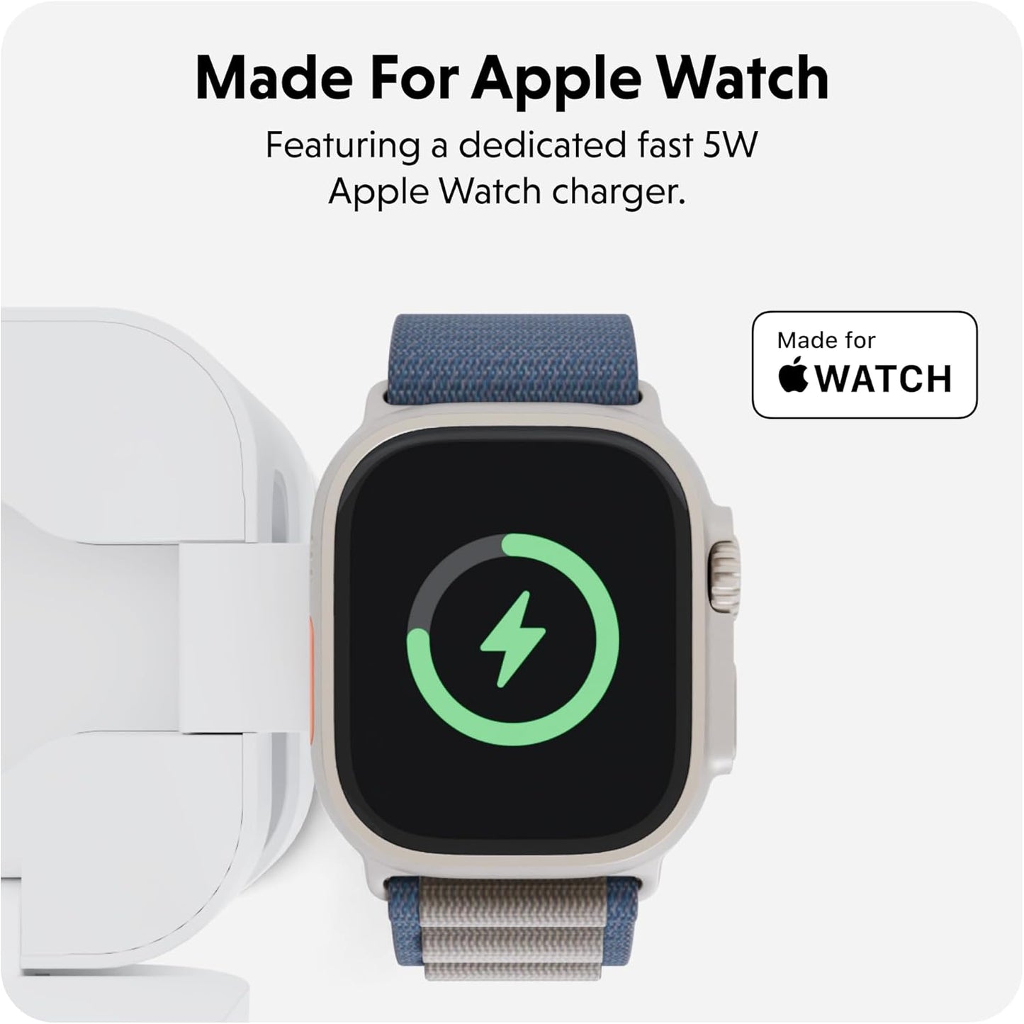 HyperJuice 3-in-1 Wireless Charger Qi2 Magnetic Stand — Fast Charger for iPhone, Apple Watch, Airpods, & Qi Compatible Devices — Compact and Adjustable 3 in 1 Design