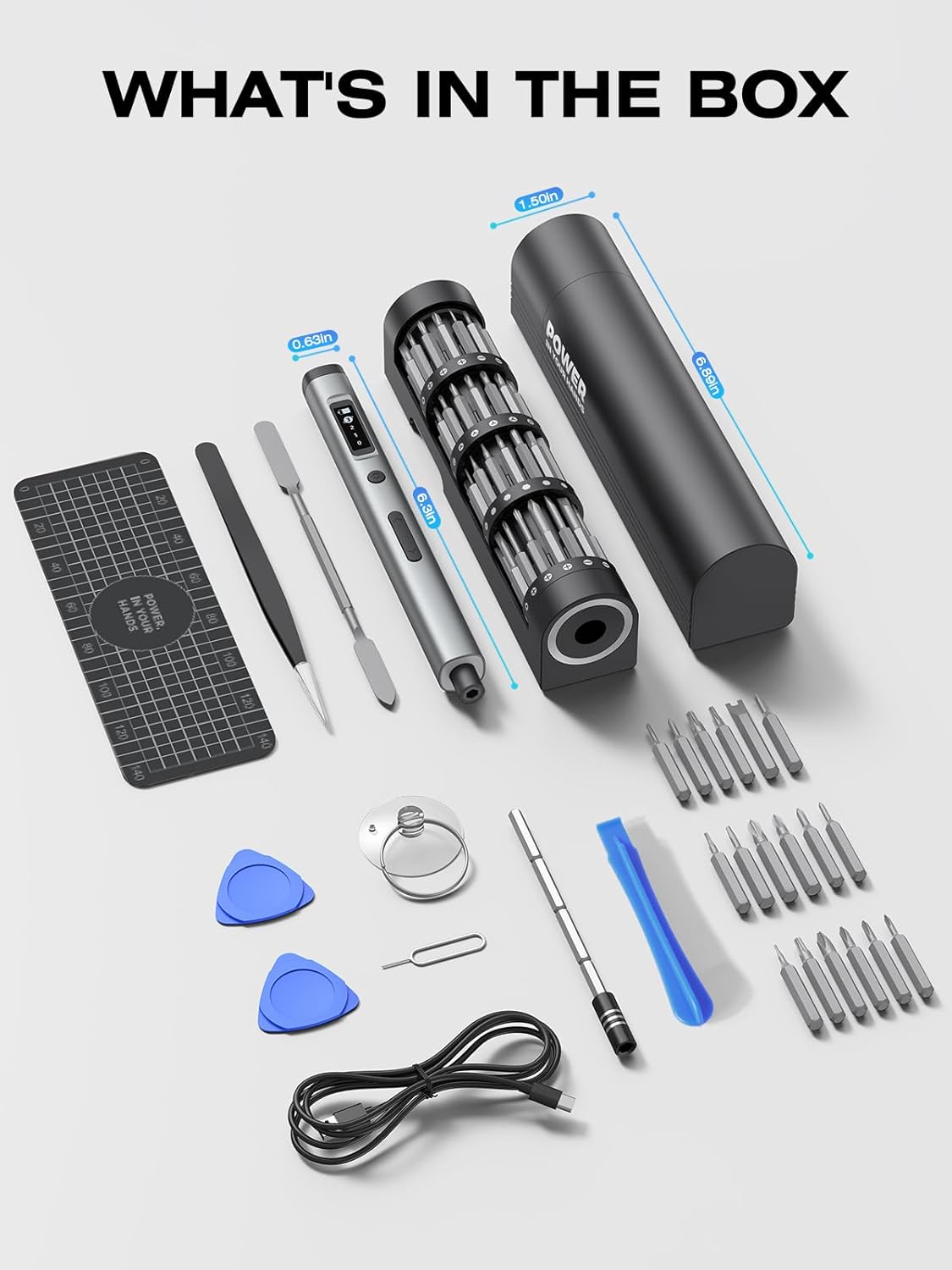 90-in-1 Mini Electric Screwdriver, SMOOTHARMOR Precision Screwdriver Set Cordless with 78 S2 Bits, 0.15-0.55 N.m Torque, Magnetic Storage, 500mAh, LED Light, Power Repair Tool Kit for Phone Laptop PS5