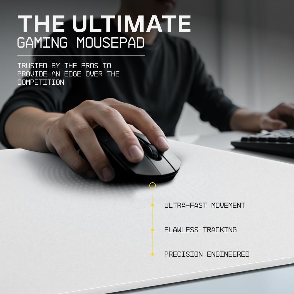 Wallhack 4.0 Glass Gaming MousePad - Professional Esport Mouse Mat with Specialty Surface for Top Speed and Control, Large Tempered Glasspad with Full Silicone Base - (SkyPAD White,XL 16.92" x 19.29")