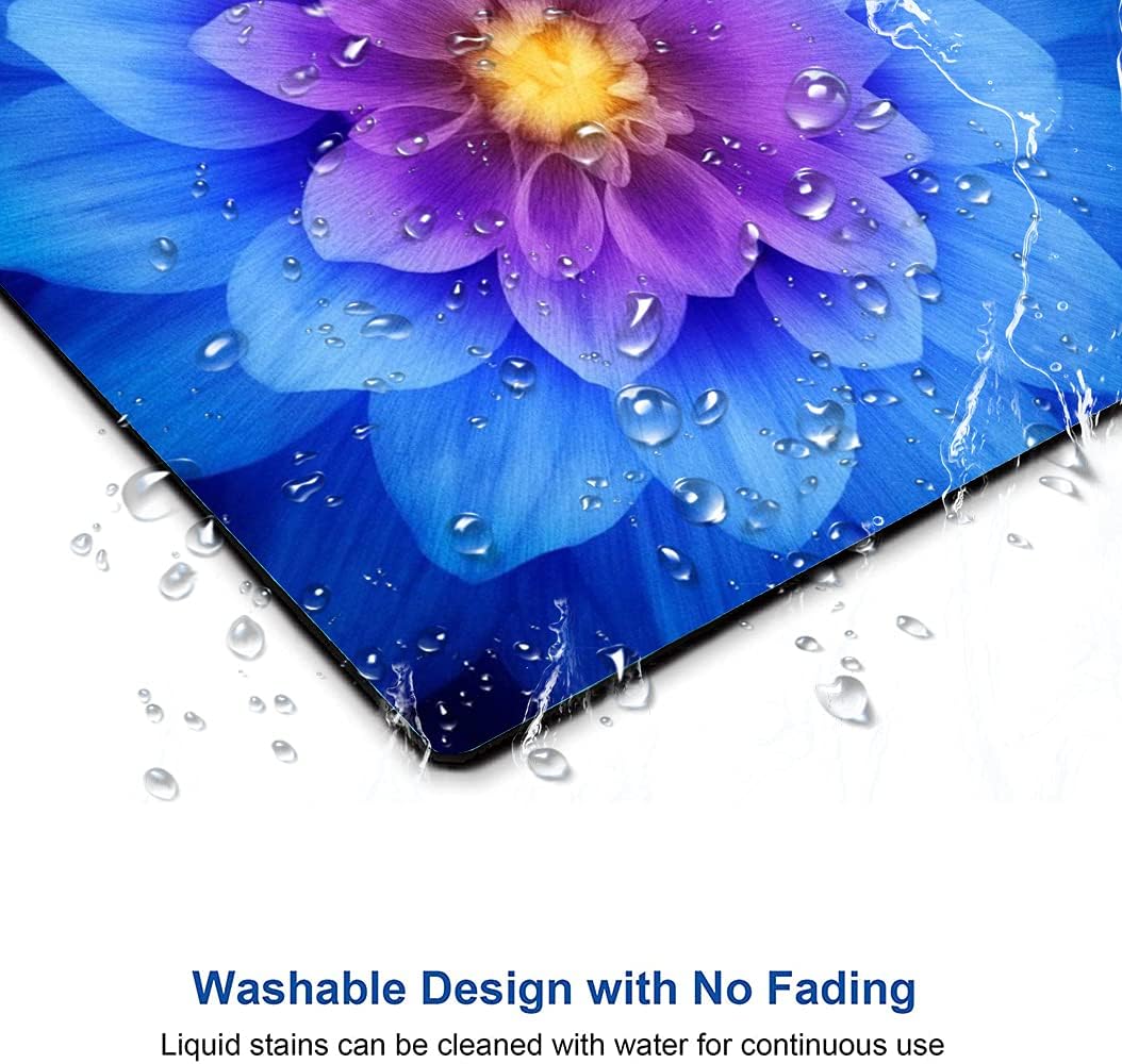 Blue Watercolor Lotus Flower Mouse Pad, Custom Design, 9.5x7.9 Inch, Non-Slip Rubber Base, Waterproof, Washable