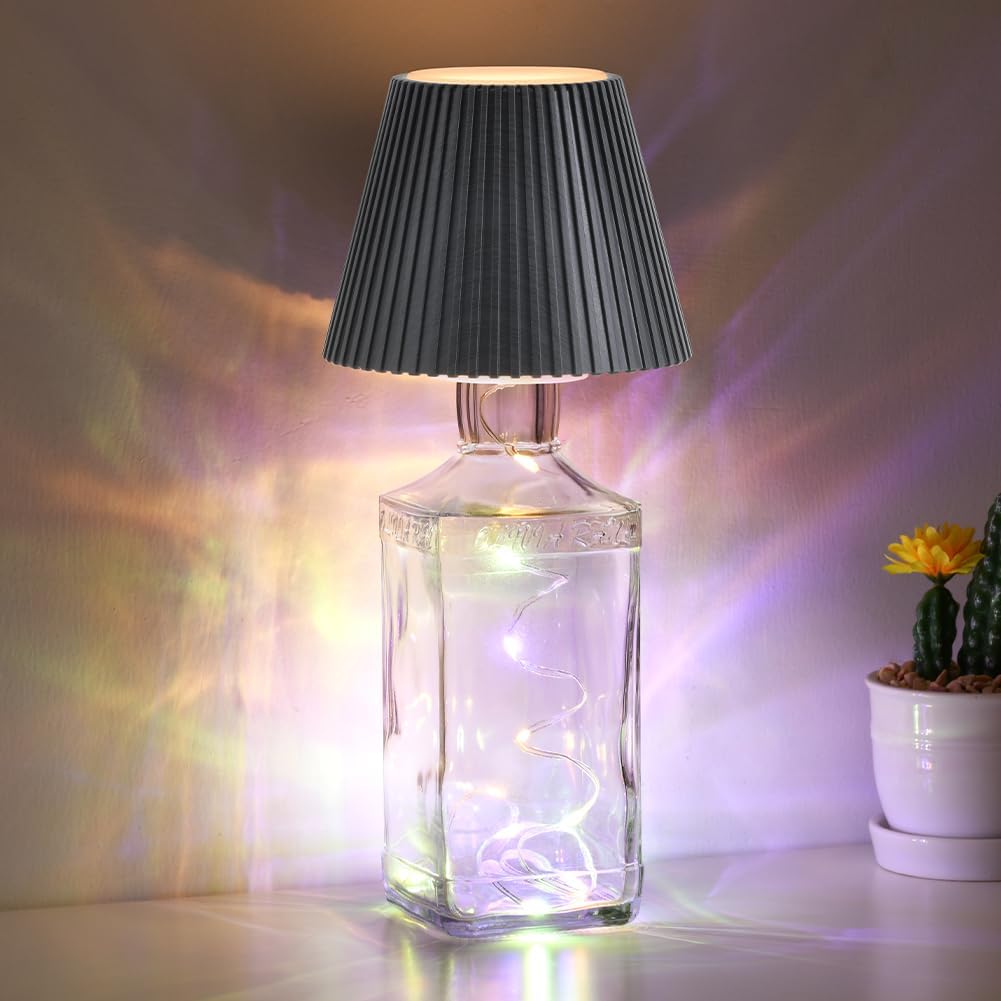 WILIT Wireless Bottle Lamp for Liquor Bottles, 3-Level Brightness LED Night Lights, Wine Lamp for Home Decor, Unique Table Lamp with RGB Lights, Rechargeable Bottle Lights for Bedroom, Black