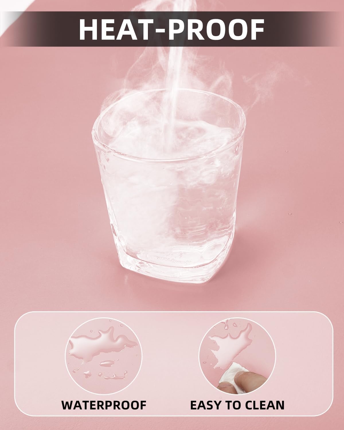 Extra Large Leather Desk Protector, Office Mat, Mouse & Laptop Pad, Non-Slip Blotter, Waterproof Writing Pad - Rose Pink, 55" x 17"