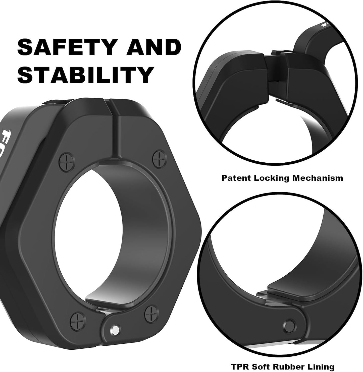 Magnetic Barbell Clamps 2 Inch Olympic – Quick Release Barbell Collars with Anti-Slip TPR Lining | Heavy Duty Weight Clips for Bars for Pro Gym Equipment