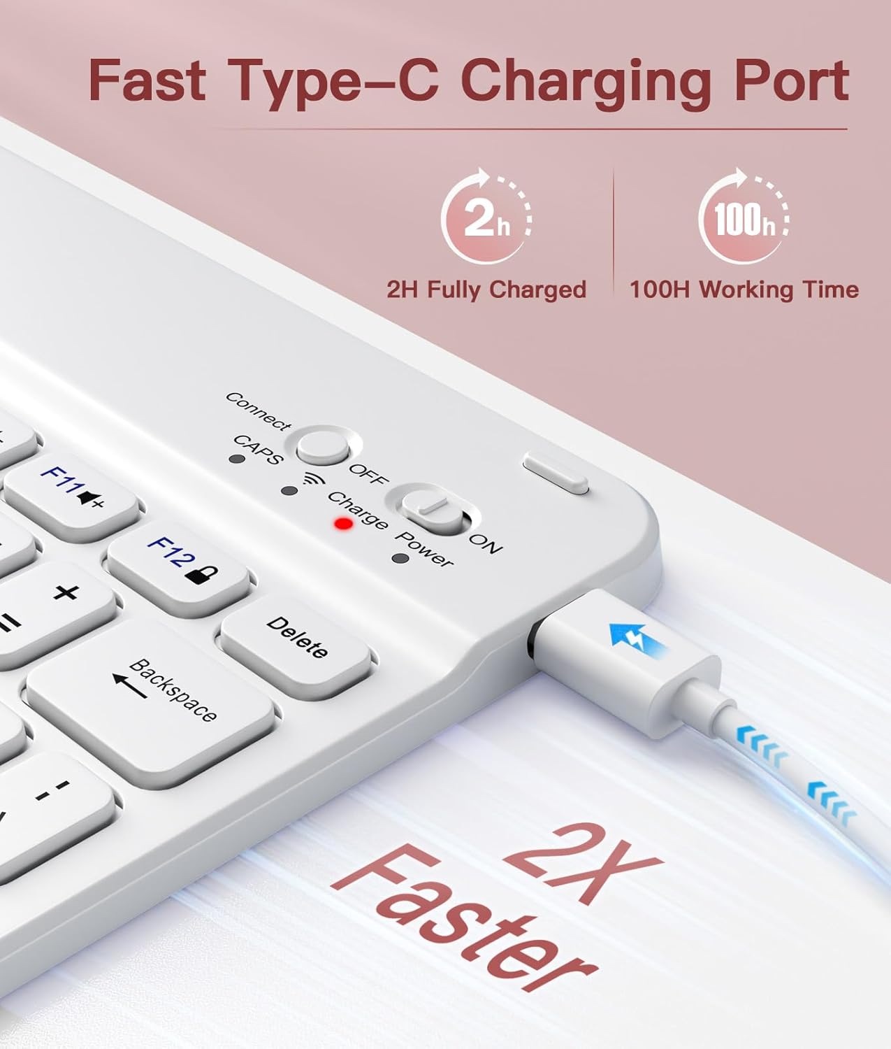 for iPad 10th Generation Case with Keyboard 10.9 Inch- Magnetic Wireless Keyboard Case with Pencil Holder Stain Proof Folio Cover for iPad (A16) 11th Gen 11 Inch 2025/10th Gen 2022 - Light Pink