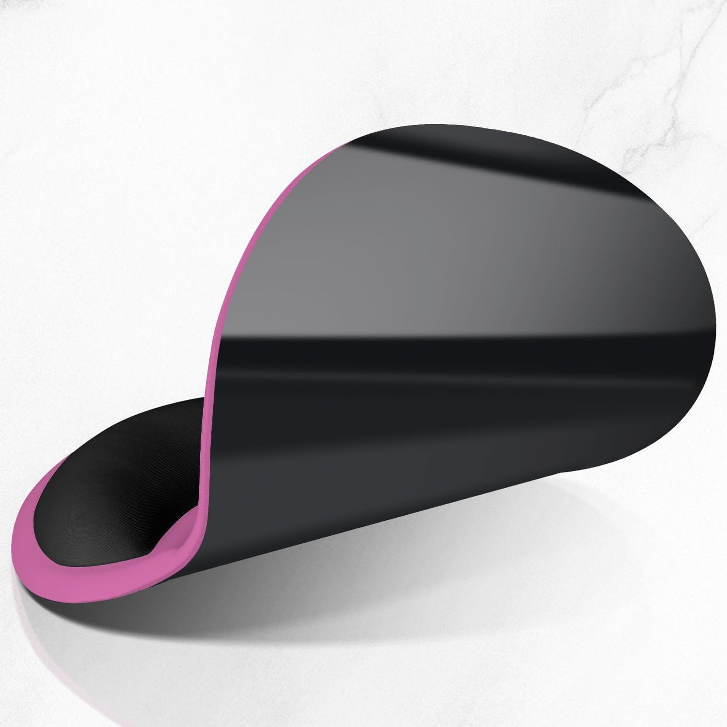 ITNRSIIET Ergonomic Mouse Pad with Comfort Gel Wrist Rest, Non-Slip PU Base, Smooth Textured Surface, Reduces Hand Fatigue & Wrist Pain, 8.7 x 7.2 Inch for Office Gaming Home, Black-Pink Contrast