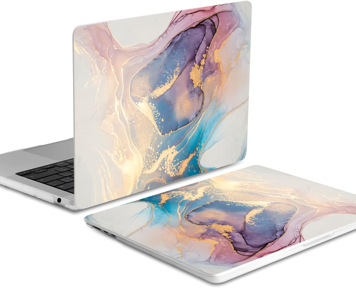 MEEgoodo Case for M4/M3/M2 MacBook Air 13.6 inch Case 2025 2024 2022, Fit Model A3240/A3113/A2681, Laptop Hard Shell with Keyboard Cover Compatible with MacBook Air 13 inch, Abtract Marble