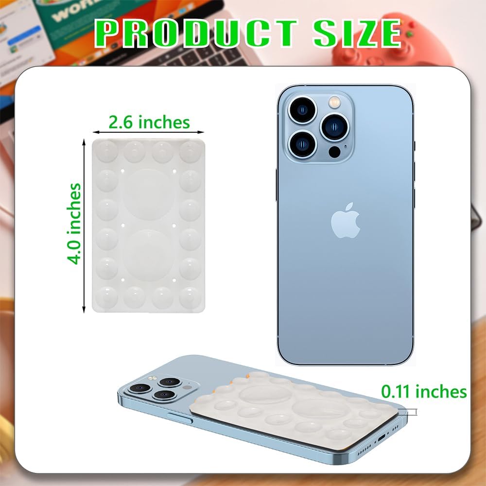 Silicone Suction Phone Holder Mount, Adhesive Accessory for iPhone and Android, Hands-Free Mirror Shower Holder for TikTok Videos and Selfies (Transparent, Single Sided)