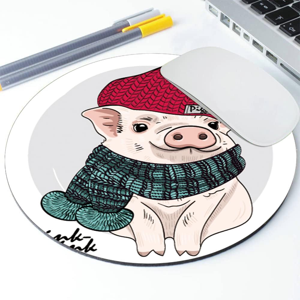Cute Pig Round Mouse pad Customized Mousepad Non-Slip Rubber Base Mouse Pads for Computers Laptop Office Desk Accessories Mouse pad